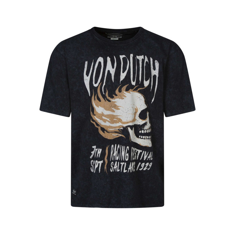 Von Dutch - T-shirt En Coton Anthracite Avec Un Imprimé à L'avant Et Une Coupe Droite - Gris Foncé