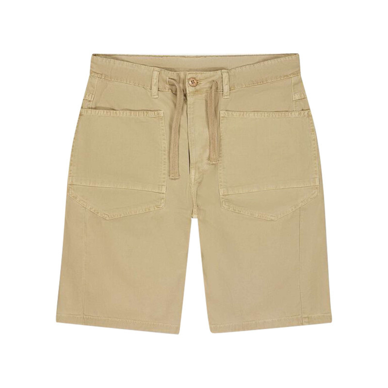 Le Temps Des Cerises - Short Chino En Coton Beige Uni Avec Une Coupe Droite Muni D'un Bouton - Beige