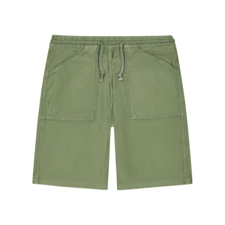 Short chino en coton vert uni avec une coupe...