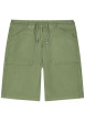 Thumbnail Short chino en coton vert uni avec une coupe droite et une taille élastiquée