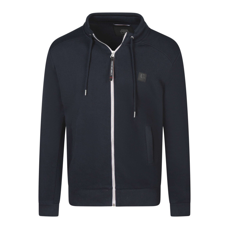 Le Temps Des Cerises - Sweat Zippé En Coton Mélangé Nuit Uni Avec Une Coupe Droite Et Une Capuche - Bleu Foncé Le Temps Des Cerises - Sweat Zippé En Coton Mélangé Nuit Uni Avec Une Coupe Droite Et Une Capuche - Bleu Foncé
