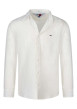 Thumbnail Chemise en lin et coton écrue unie pourvue du logo brodé sur la poitrine