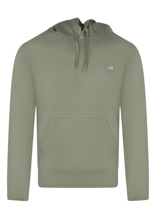 Sweat à capuche en coton mélangé kaki uni avec une coupe droite