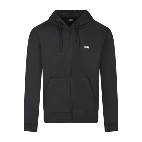 Sweat à capuche zippé en coton mélangé noir uni...