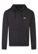Thumbnail Sweat à capuche zippé en coton mélangé noir uni pourvu d'une coupe droite