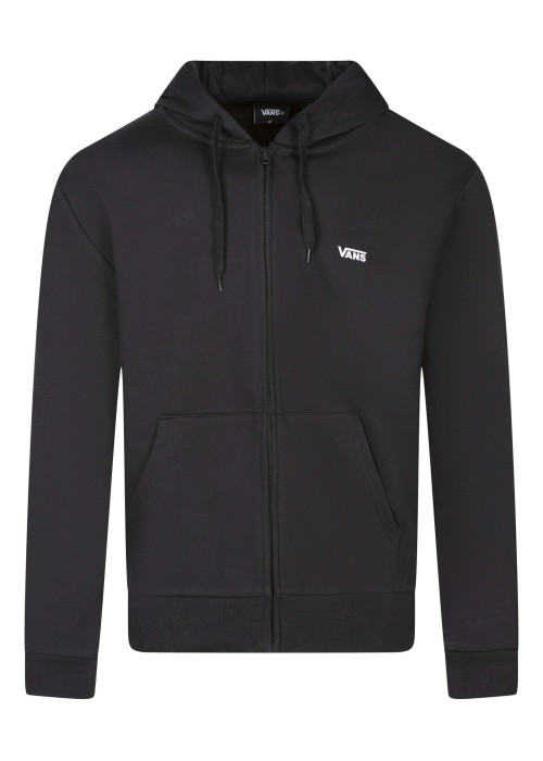 Sweat à capuche zippé en coton mélangé noir uni pourvu d'une coupe droite