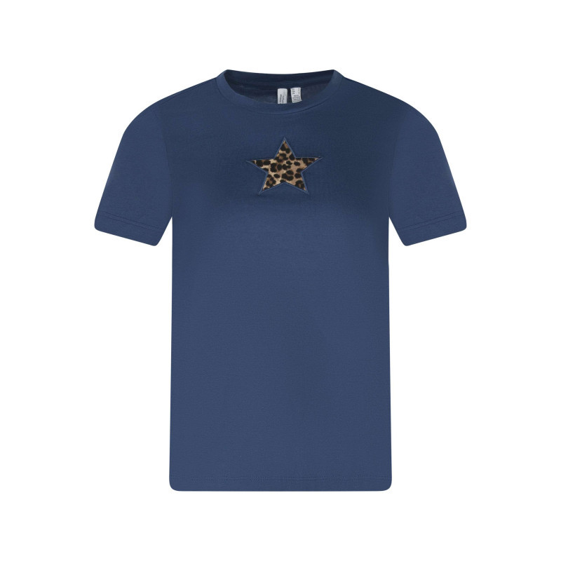 Vero Moda - T-shirt En Coton Bleu à Imprimé Avec Une Coupe Droite Et Un Col Rond - Bleu