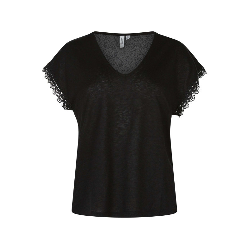Vero Moda - T-shirt Noir Uni Avec Une Coupe Droite Et Des Manches Courtes - Noir