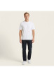 Thumbnail T-shirt en coton blanc à coupe droite pourvu d'un col rond finement côtelé - Image 3