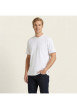 Thumbnail T-shirt en coton blanc à coupe droite pourvu d'un col rond finement côtelé - Image 4