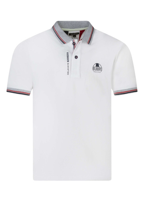 Polo en coton blanc uni avec une coupe droite et un col boutonné