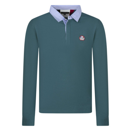 Polo en coton vert uni avec une coupe droite et...