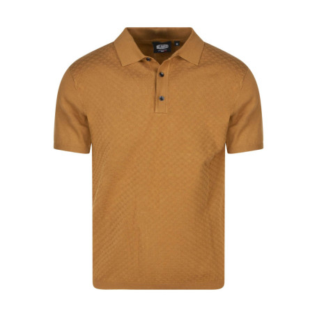 Polo camel uni avec un col boutonné à revers et...