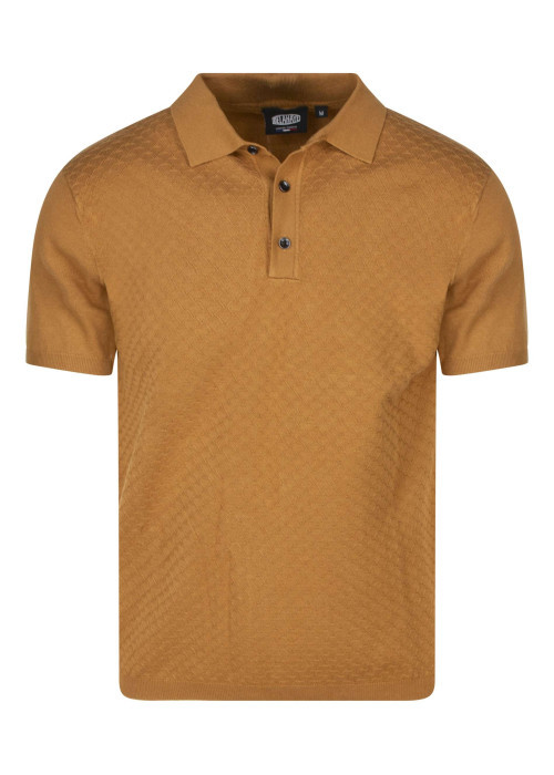 Polo camel uni avec un col boutonné à revers et...