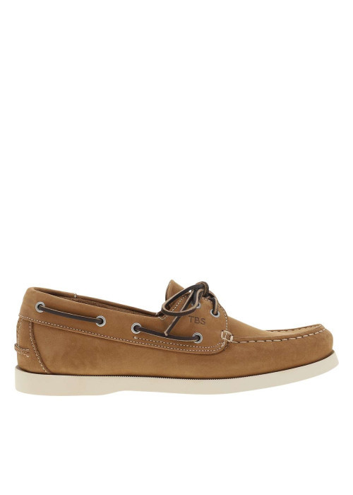 Mocassins bateau en cuir marron à semelle à plate et à lacets