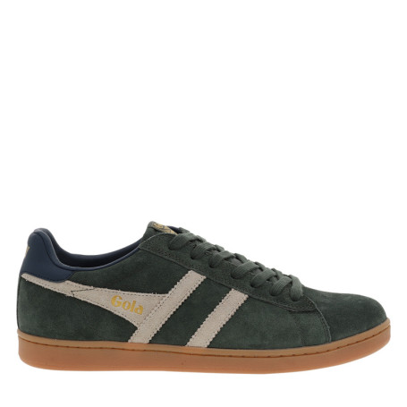 Tennis kaki en cuir nubuck avec un talon plat...