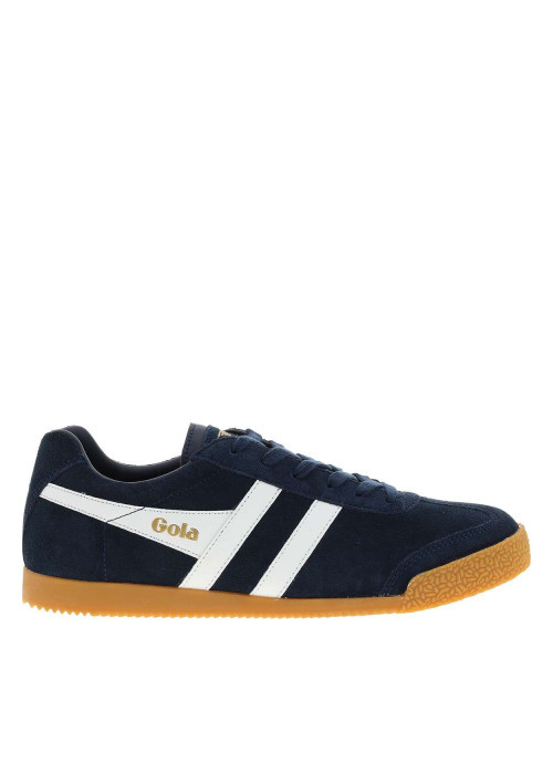 Tennis bleu marine en cuir avec un talon plat et des lacets