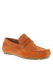 Thumbnail Mocassins en cuir brique à semelle plate avec des surpiqûres blanches apparentes - Image 3