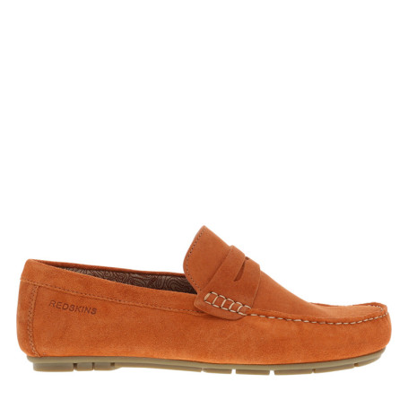 Mocassins en cuir brique à semelle plate avec...