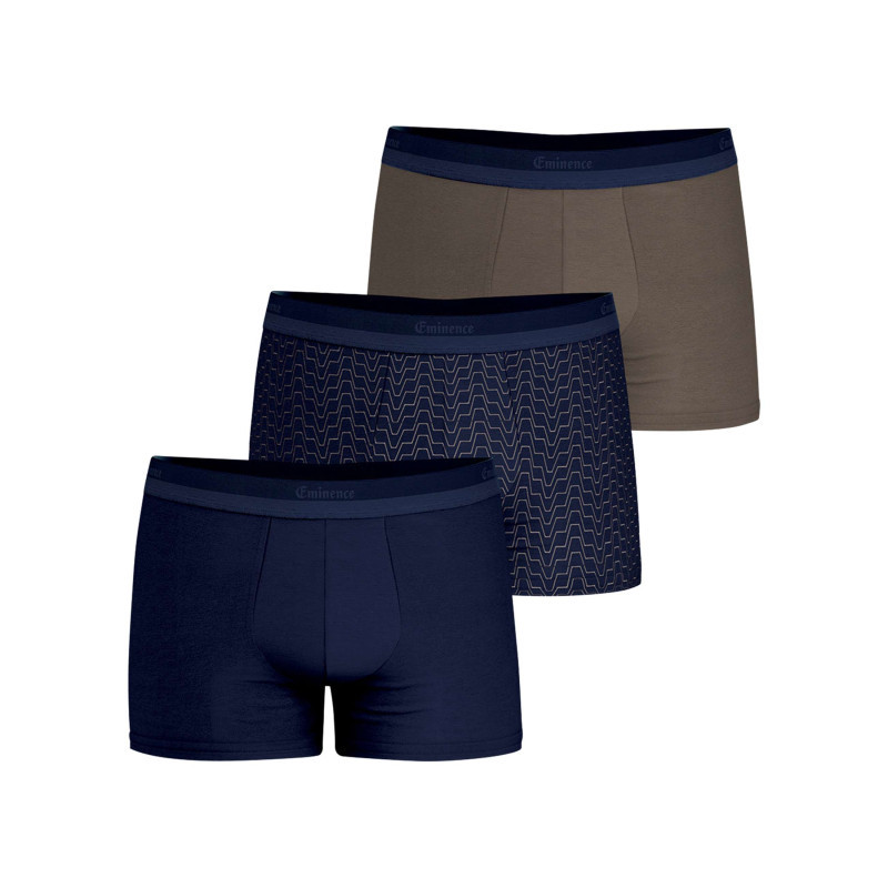 Eminence - Lot De 3 Boxers En Coton Multicolores Unis Pourvus Du Nom De La Marque Imprimé - Multicolore