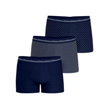 Lot de 3 boxers en coton marine à motifs...