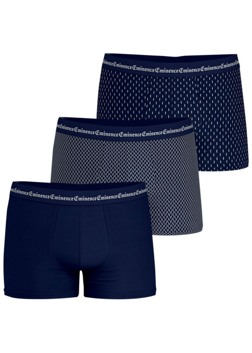 Lot de 3 boxers en coton marine à motifs pourvus d'une taille élastiquée