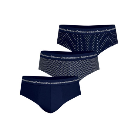 Lot de 3 slips en coton marine à motifs pourvus...