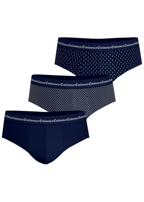 Lot de 3 slips en coton marine à motifs pourvus d'une taille élastiquée