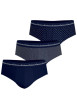 Thumbnail Lot de 3 slips en coton marine à motifs pourvus d'une taille élastiquée