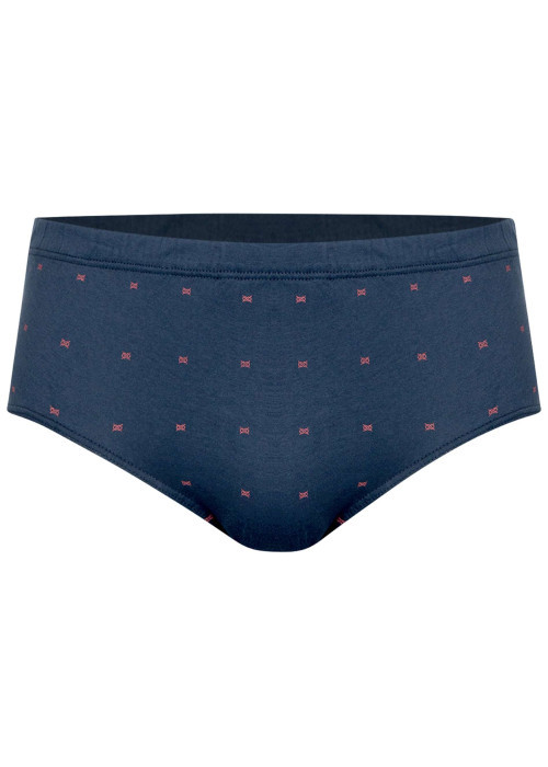 Slip en coton marine à motifs pourvu d'une taille élastiquée
