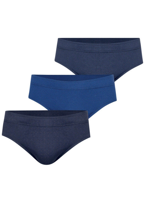 Lot de 3 slips en coton bleus à motifs pourvus d'une taille basse