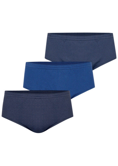 Lot de 3 slips en coton bleus à motifs pourvus d'une taille haute