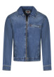 Thumbnail Blouson en jean en coton bleu denim uni avec une coupe droite et un col à revers