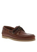 Thumbnail Mocassins bateau cognac en cuir avec un talon plat et à slip-on - Image 3