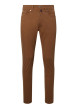 Thumbnail Pantalon en coton camel uni avec une coupe ajustée et une taille intermédiaire