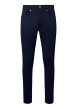 Thumbnail Pantalon en coton marine uni avec une coupe ajustée et des poches à l'italienne