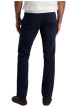 Thumbnail Pantalon en coton marine uni avec une coupe ajustée et des poches à l'italienne - Image 3