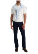 Thumbnail Pantalon en coton marine uni avec une coupe ajustée et des poches à l'italienne - Image 6