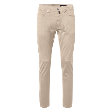Pantalon en coton beige uni avec une coupe...
