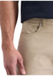 Thumbnail Pantalon en coton beige uni avec une coupe ajustée et une taille standart - Image 4