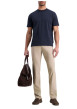 Thumbnail Pantalon en coton beige uni avec une coupe ajustée et une taille standart - Image 6