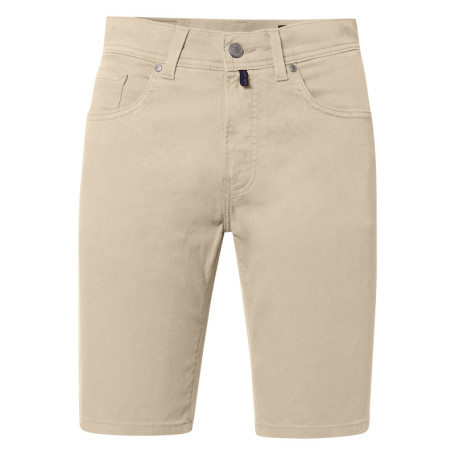 Short en coton beige uni avec une coupe ajustée...