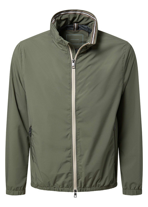 Blouson kaki uni avec une coupe droite et une fermeture zippée