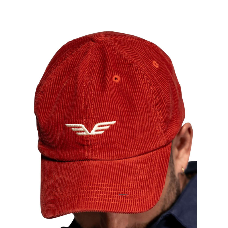 Daytona 73 - Casquette Brandon En Coton Brique à Rayures Pourvue Du Logo Brodé à L'avant - Rouge