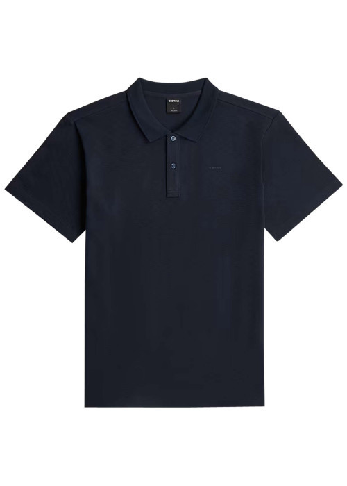 Polo en coton biologique marine uni pourvu d'un col boutonné