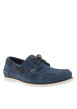 Thumbnail Mocassins bateau bleus à semelle plate et surpiqûres blanches sur l'empeigne - Image 3