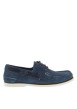 Thumbnail Mocassins bateau bleus à semelle plate et surpiqûres blanches sur l'empeigne
