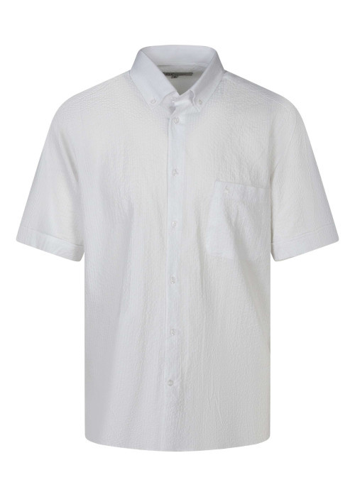 Chemise en coton blanche unie avec une coupe droite et un col américain