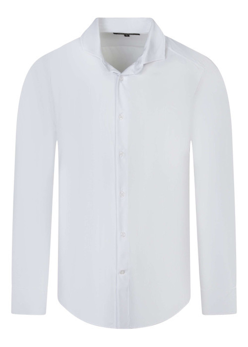 Chemise blanche unie pourvue d'une coupe droite et des manches longues
