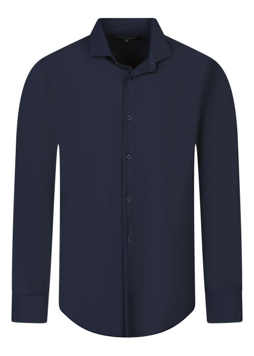 Chemise marine unie pourvue d'une coupe droite et des manches longues
